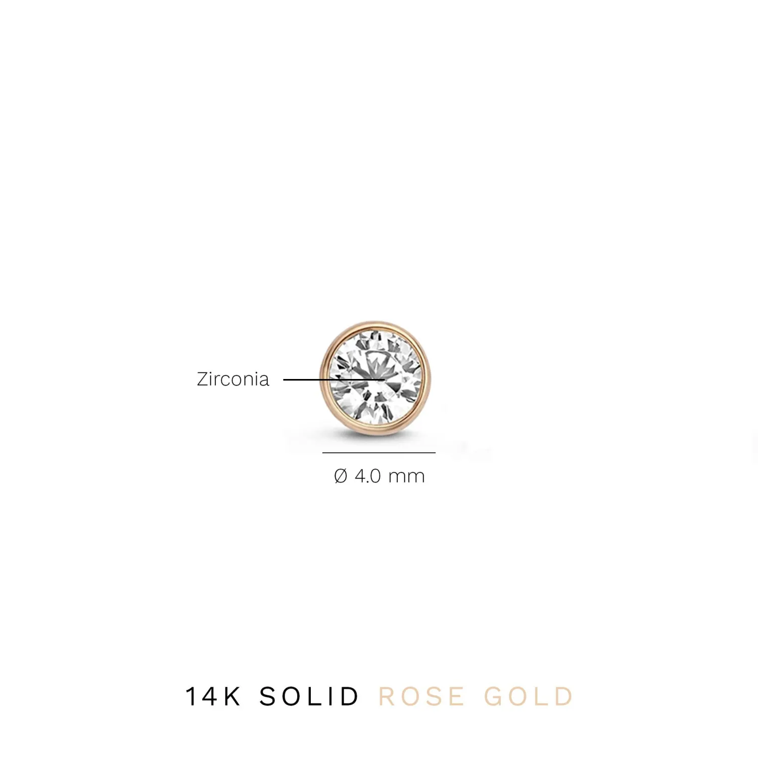 Best La Concorde Juliette 14 karaat rosé gouden oorknoppen met zirkonia Rosé Gouden Oorbellen