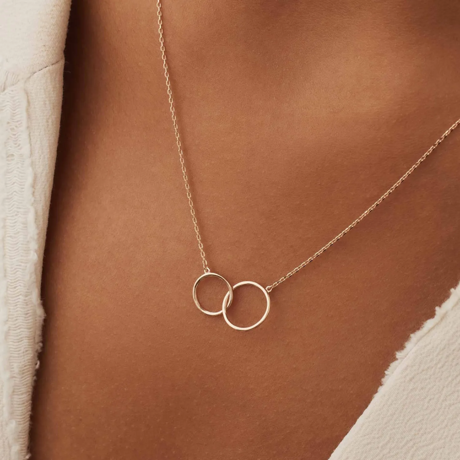 Cheap La Concorde Loulou 14 karaat rosé gouden collier met twee ringen Rosé Gouden Colliers
