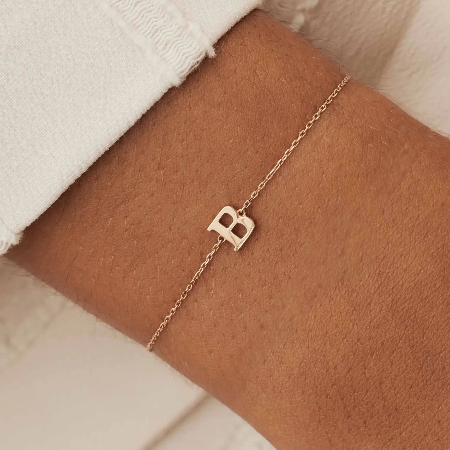 Best Sale La Concorde Rachel 14 karaat rosé gouden initial armband met letter Initialen Sieraden | Rosé Gouden Armbanden