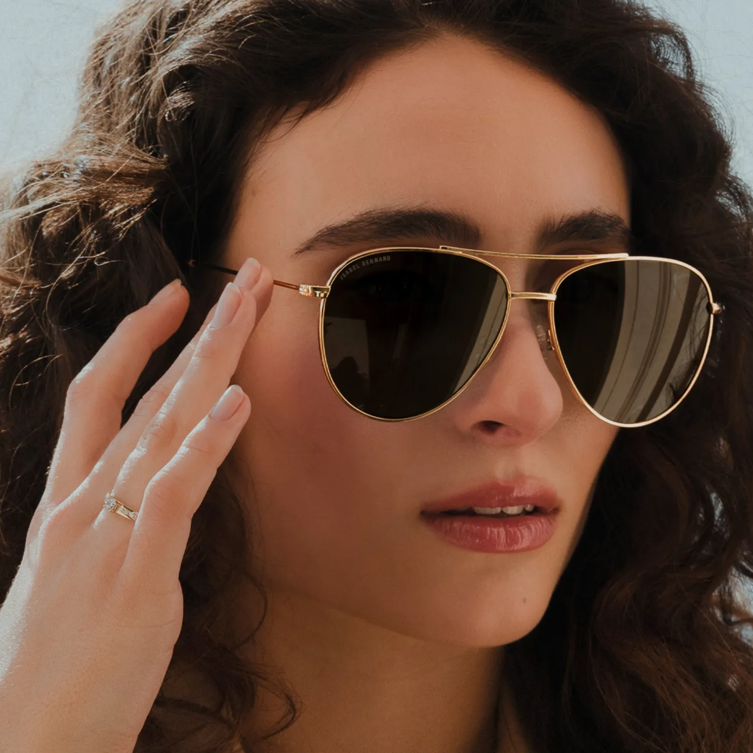 Shop La Villette Remi goudkleurige aviator zonnebril met groene glazen Zonnebrillen