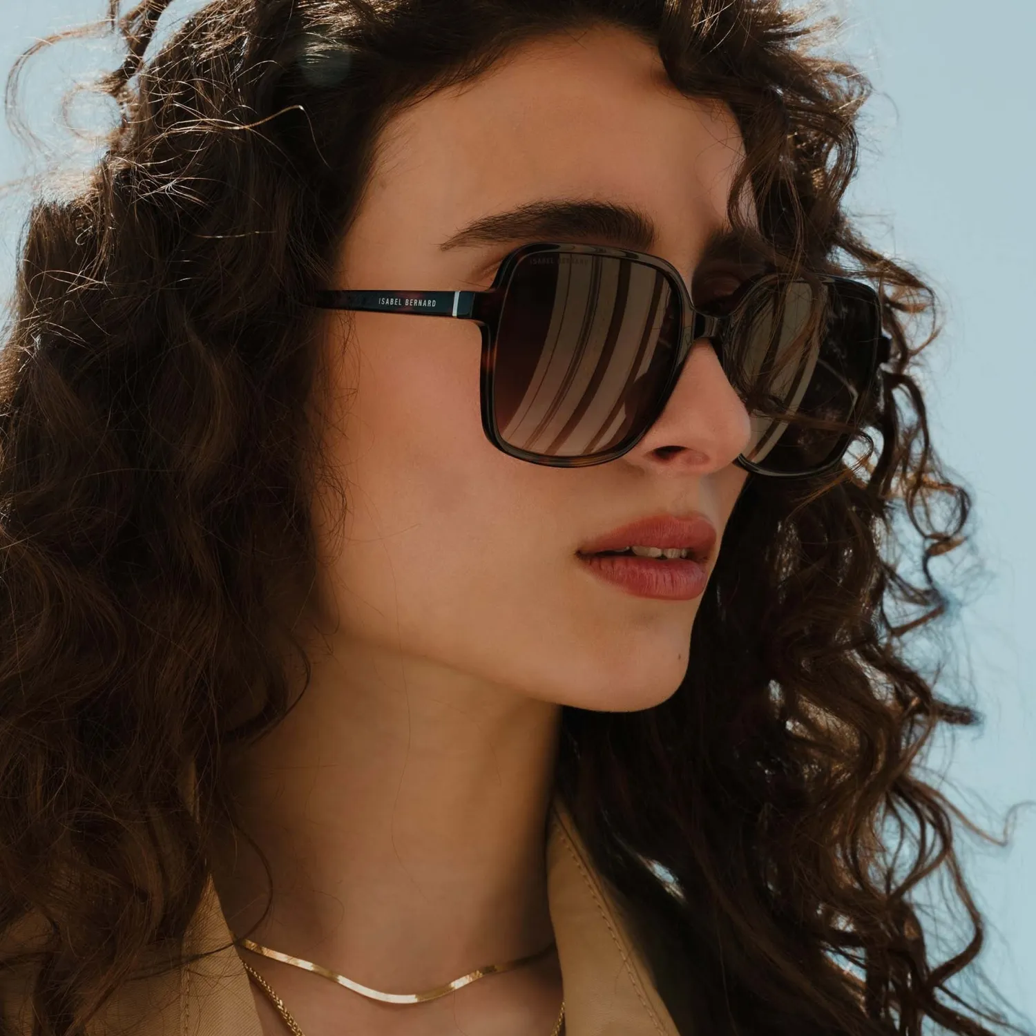 Fashion La Villette Rene bruin tortoise vierkante zonnebril met bruine gradient glazen Zonnebrillen
