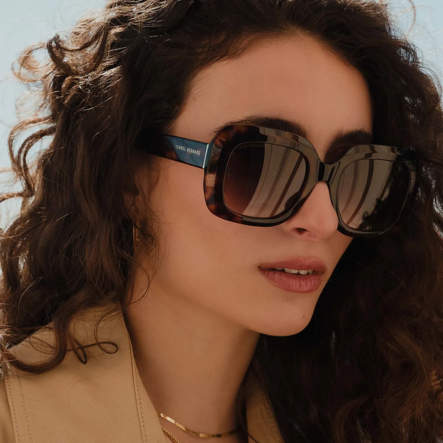 Cheap La Villette Rive bruin tortoise vierkante zonnebril met bruine glazen Zonnebrillen