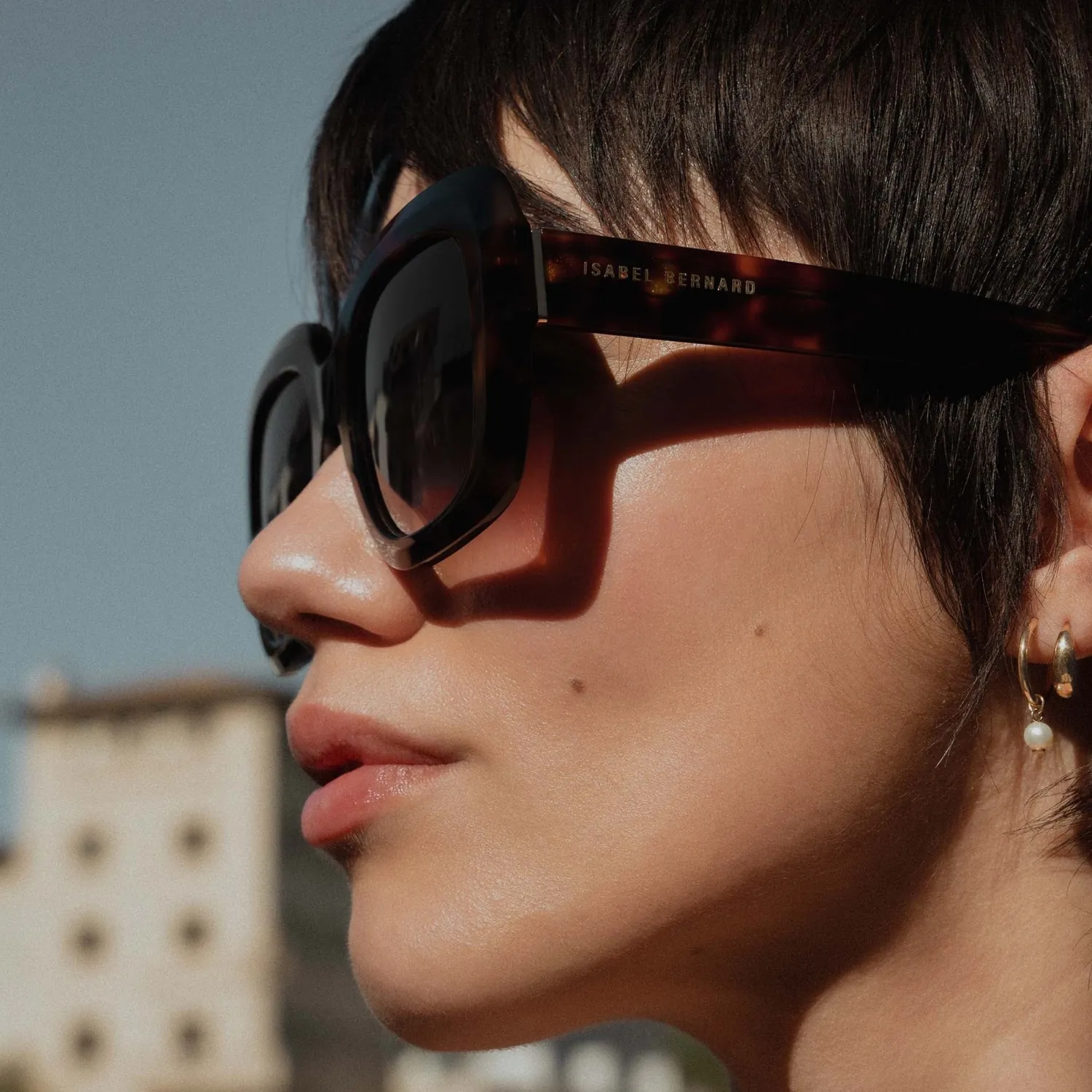 Cheap La Villette Rive bruin tortoise vierkante zonnebril met bruine glazen Zonnebrillen