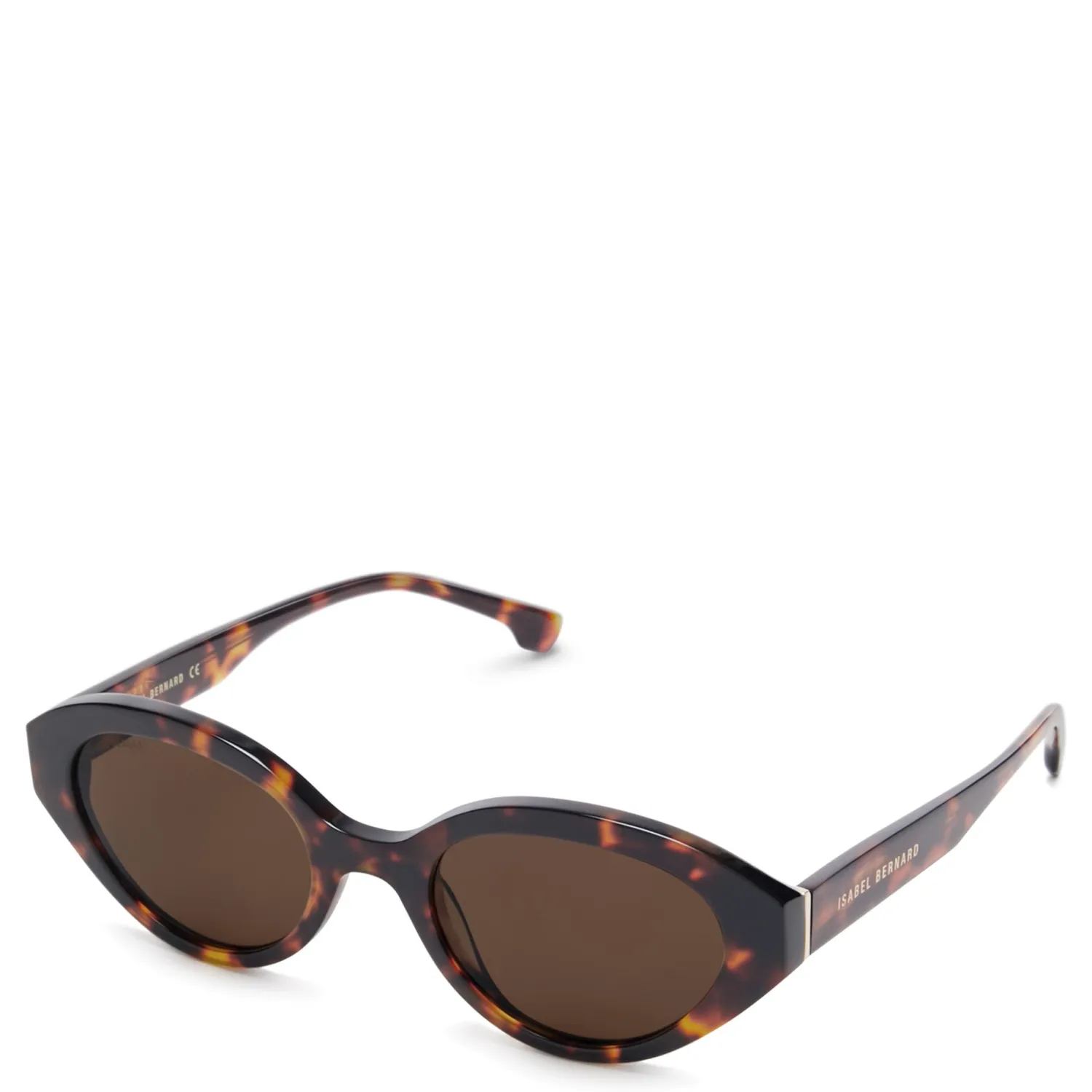 Online La Villette Rosaire bruin tortoise ovale zonnebril met bruine glazen Zonnebrillen