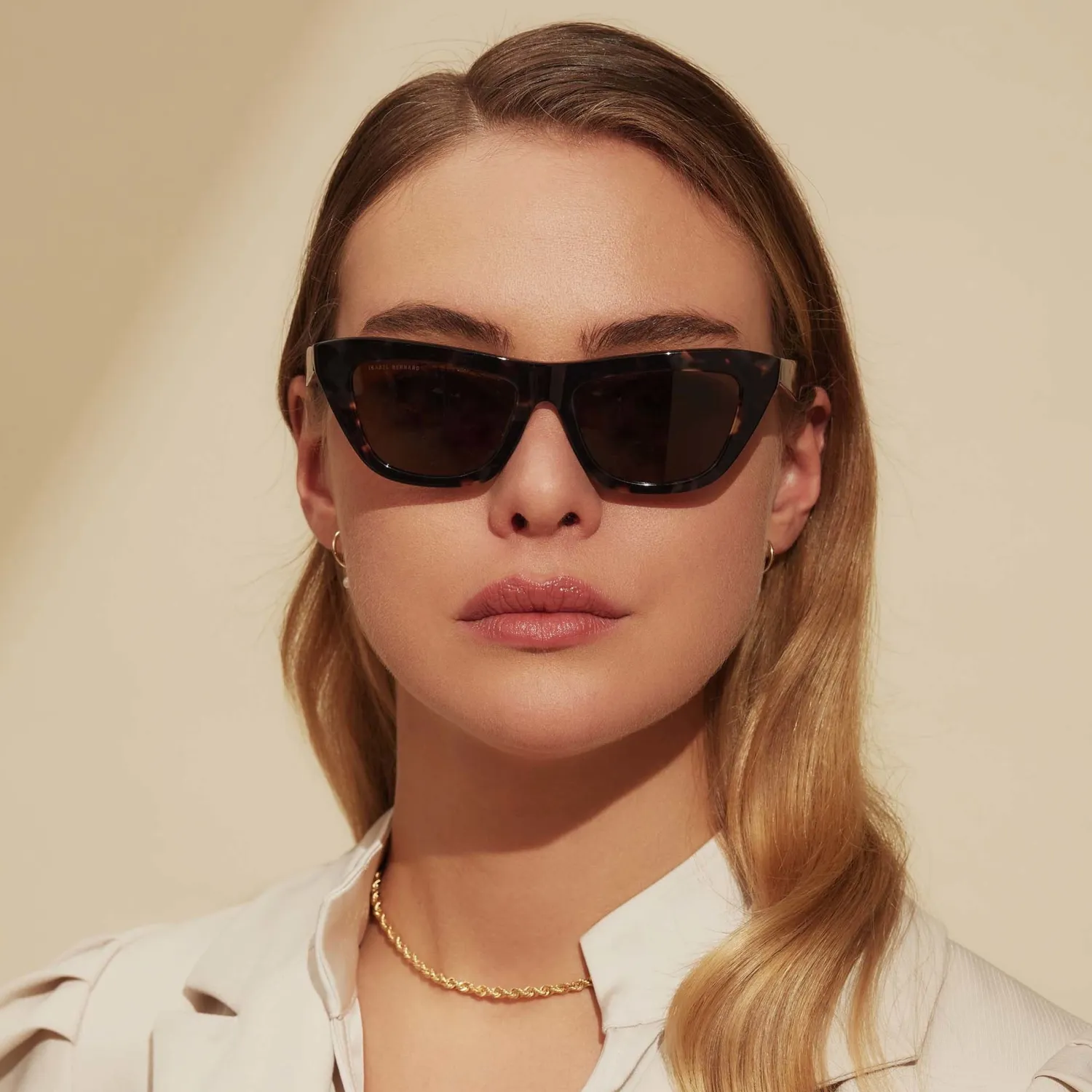 New La Villette Roselin bruin tortoise cat eye zonnebril met bruine glazen Zonnebrillen