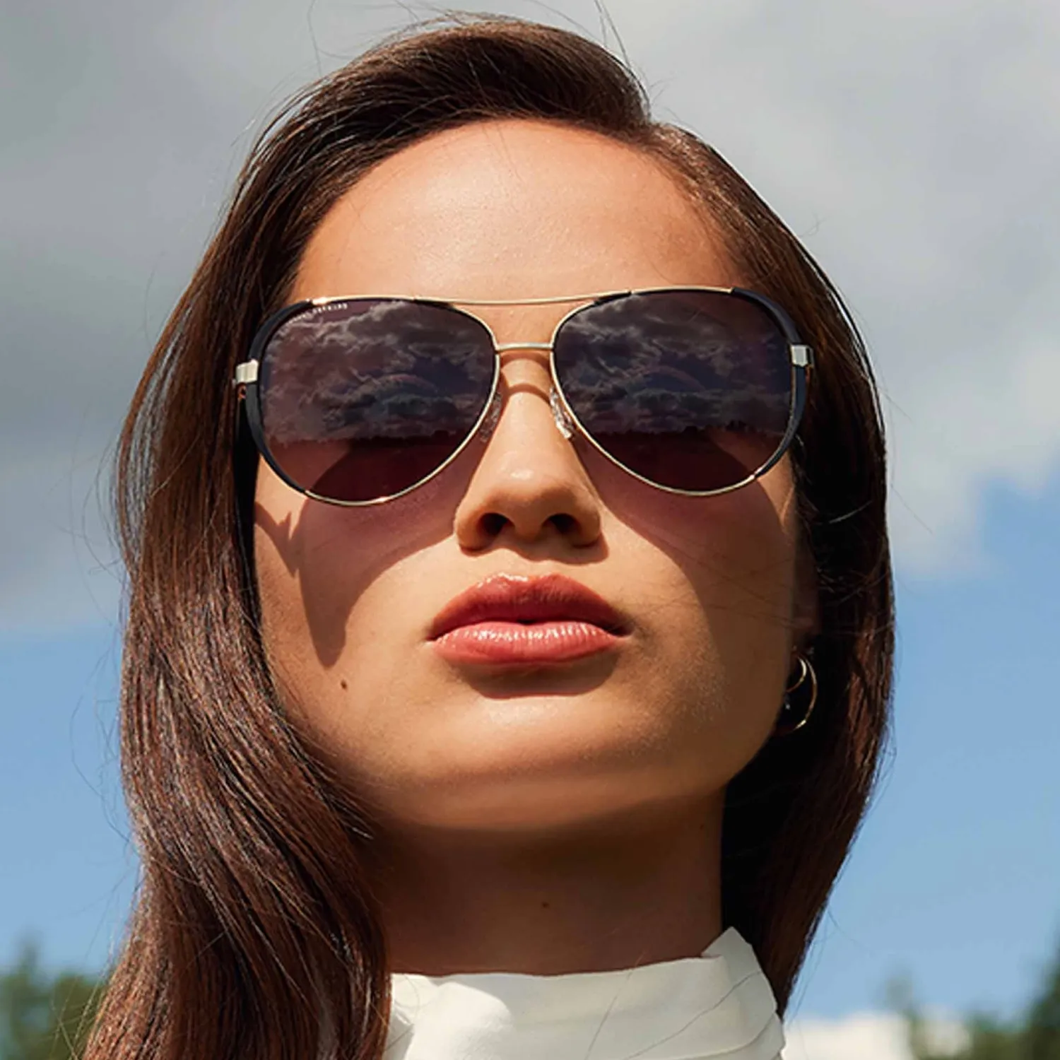 Store La Villette Roxanne goudkleurige aviator zonnebril met zwarte glazen Zonnebrillen