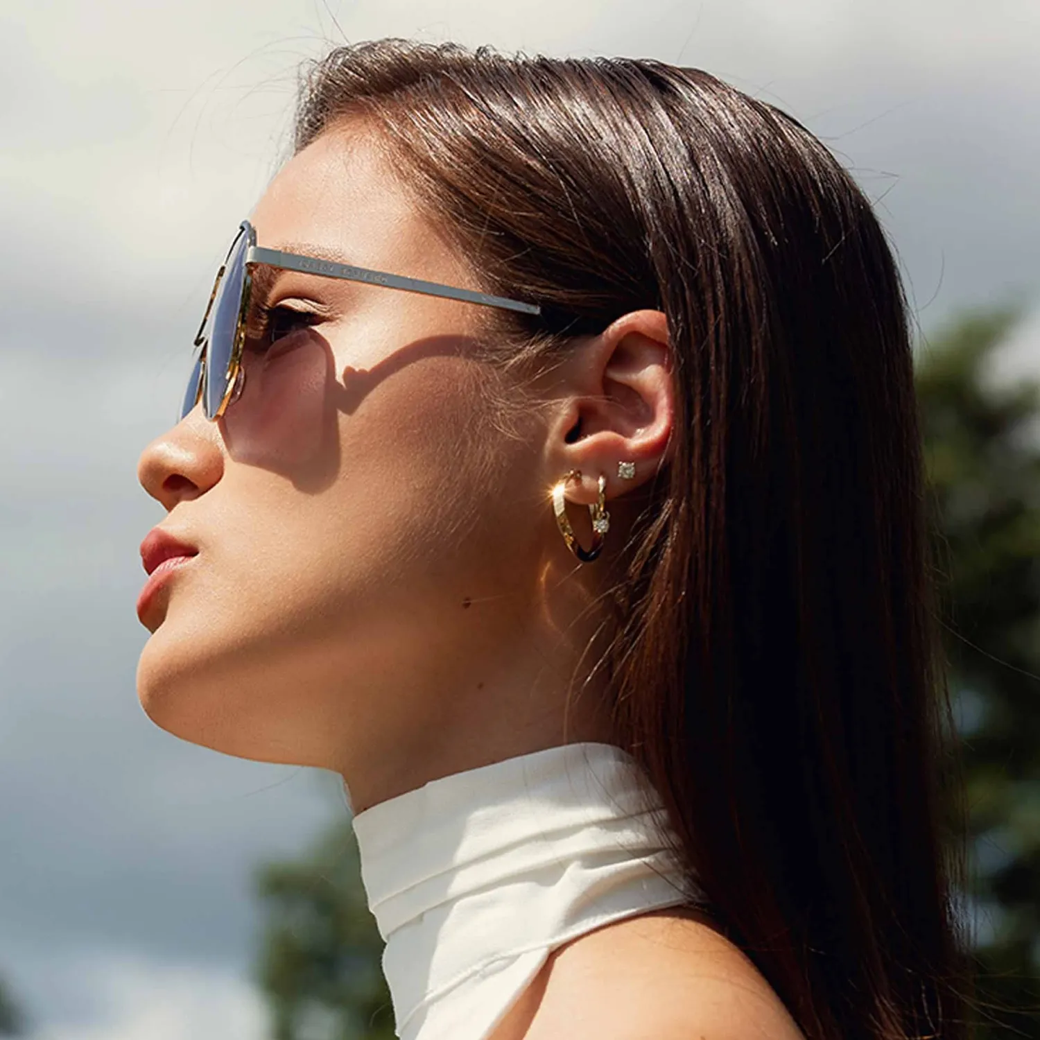 Store La Villette Roxanne goudkleurige aviator zonnebril met zwarte glazen Zonnebrillen