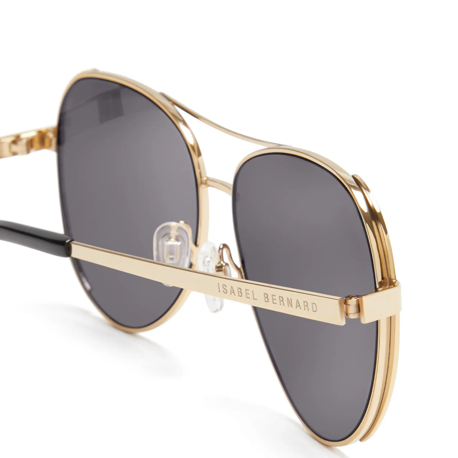 Store La Villette Roxanne goudkleurige aviator zonnebril met zwarte glazen Zonnebrillen