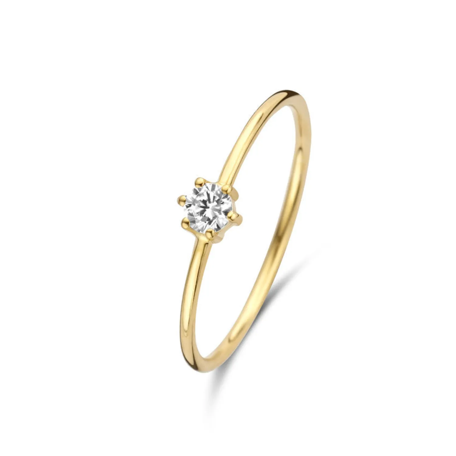 Sale Le Marais Abelle 14 karaat gouden ring met zirkonia steen Ringen Met Steentjes | Verlovingsringen