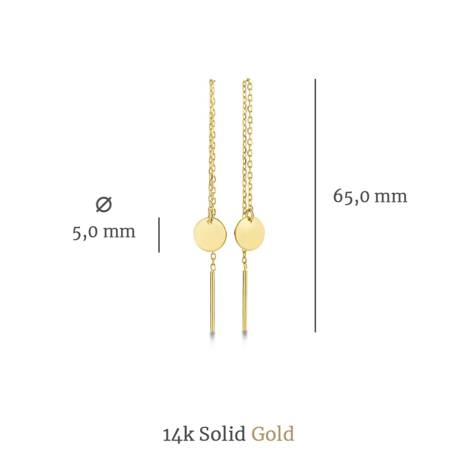 Fashion Le Marais Jeanne 14 karaat gouden doortrek oorbellen met muntje Oorhangers