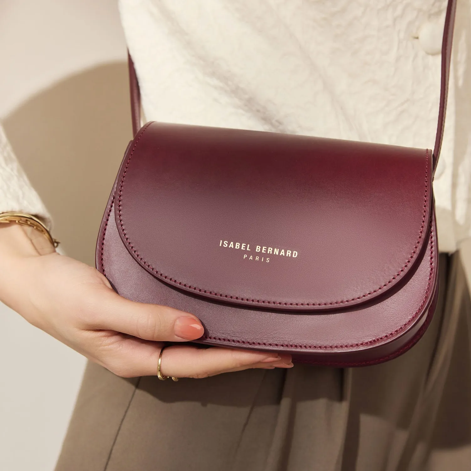 Flash Sale Montmartre Manon bordeaux rode leren crossbody tas van natuurleer Schoudertassen | Crossbody Tassen