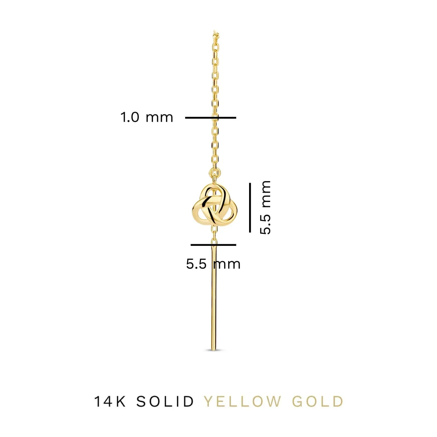 New Rivoli Méline 14 karaat gouden doortrek oorbellen met knoopje Oorhangers