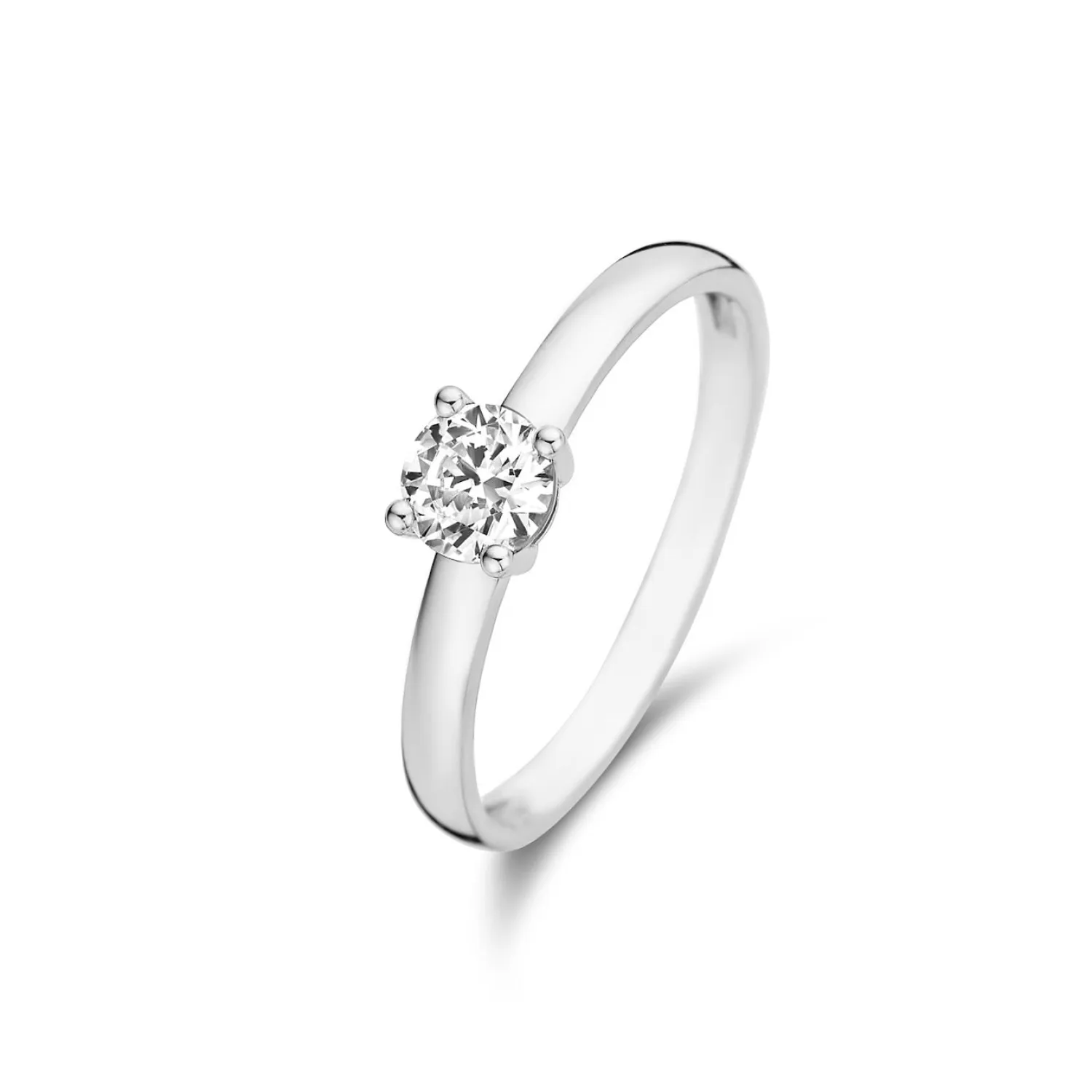 Cheap Saint Germain de Buci 14 karaat witgouden ring met zirkonia steentje Ringen Met Steentjes