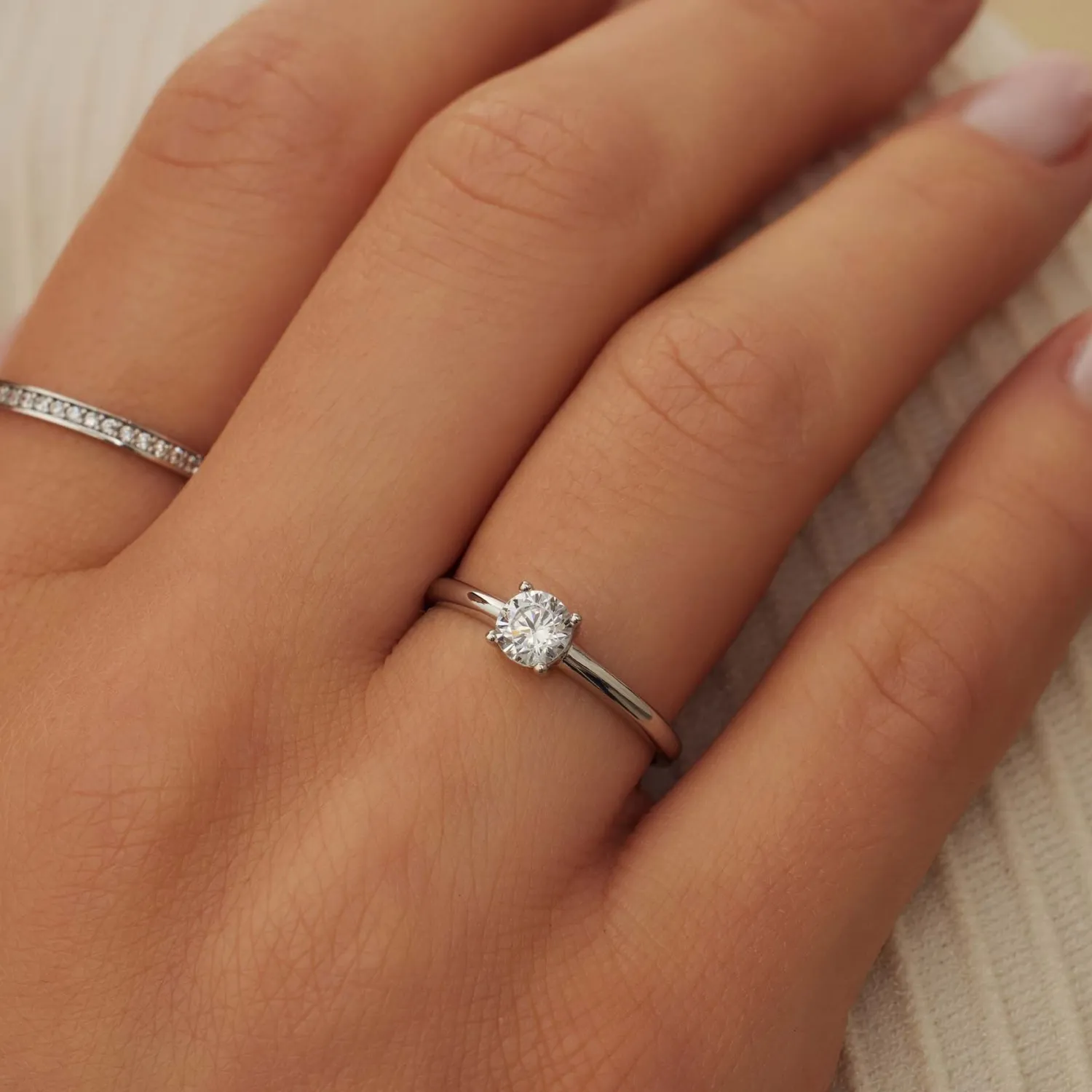 Cheap Saint Germain de Buci 14 karaat witgouden ring met zirkonia steentje Ringen Met Steentjes