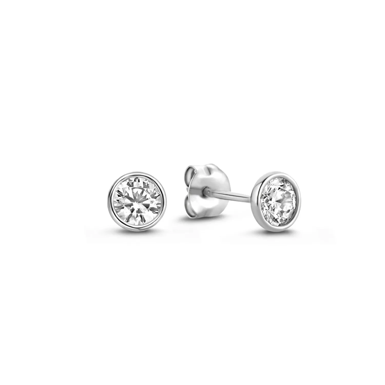 Store Saint Germain Juliette 14 karaat witgouden oorknoppen met zirkonia steentje Witgouden Oorbellen