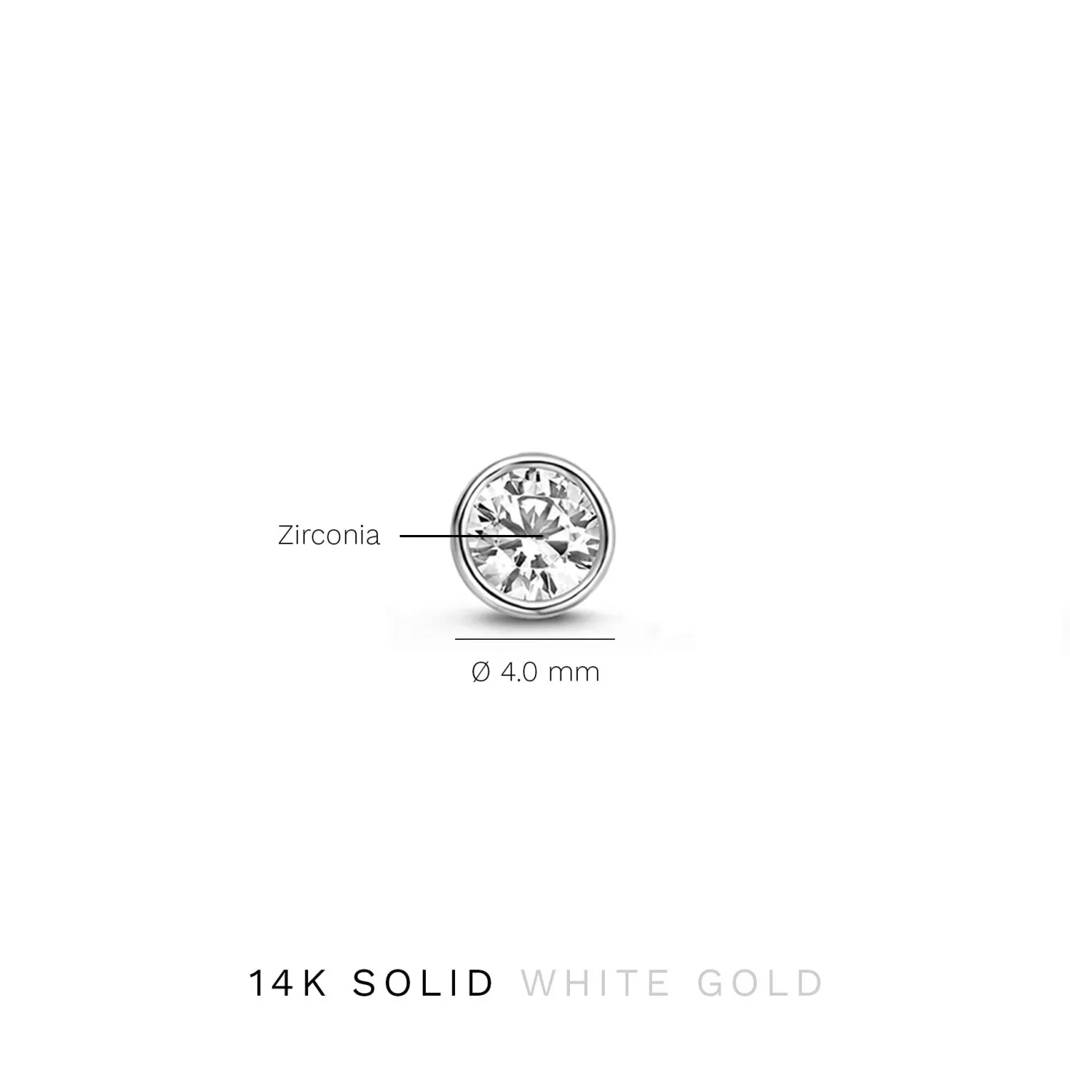 Store Saint Germain Juliette 14 karaat witgouden oorknoppen met zirkonia steentje Witgouden Oorbellen