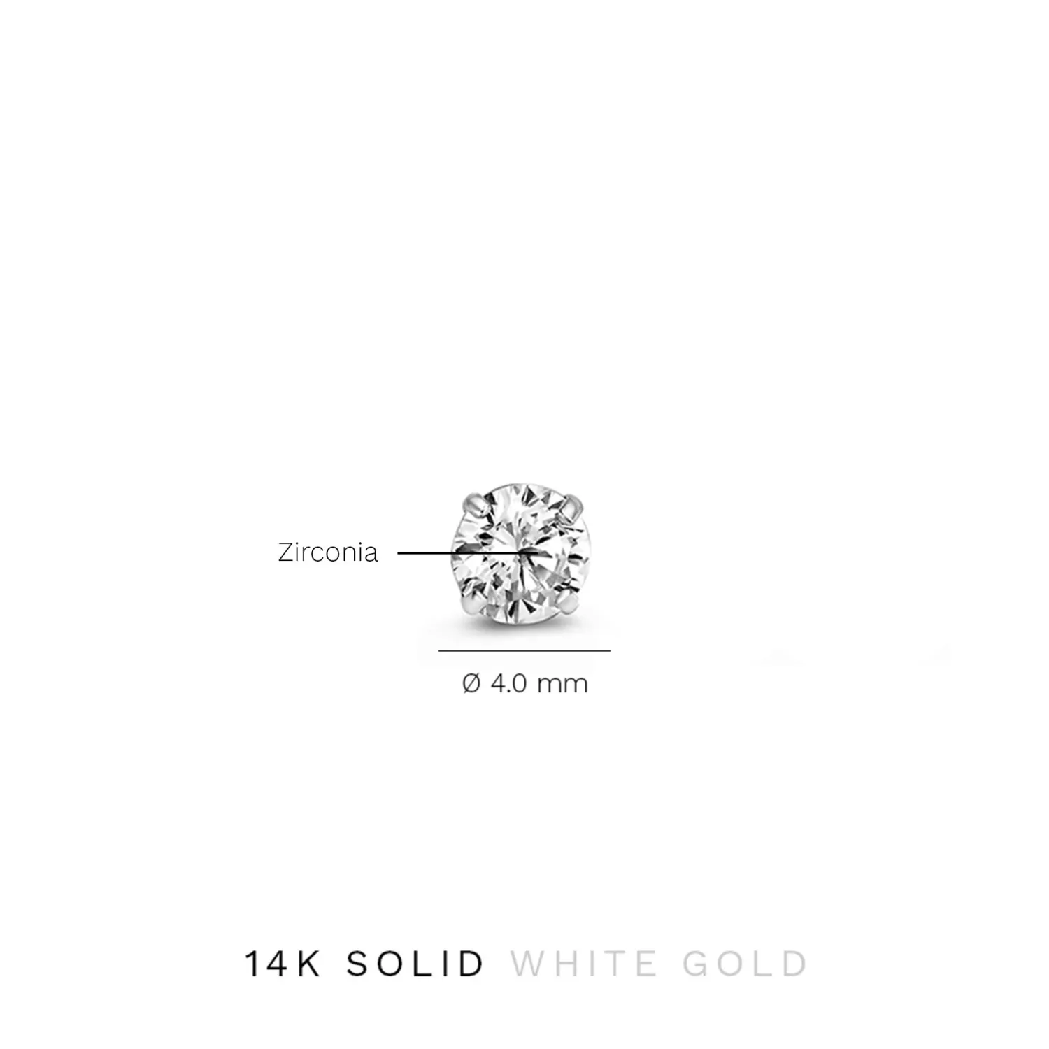 Outlet Saint Germain Lourdes 14 karaat witgouden oorknoppen met zirkonia steentje Witgouden Oorbellen