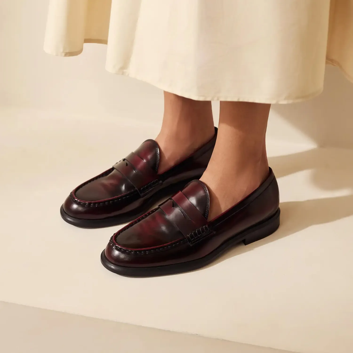 Store Vendôme Blandine bordeaux loafers van spazzolato leer Loafers