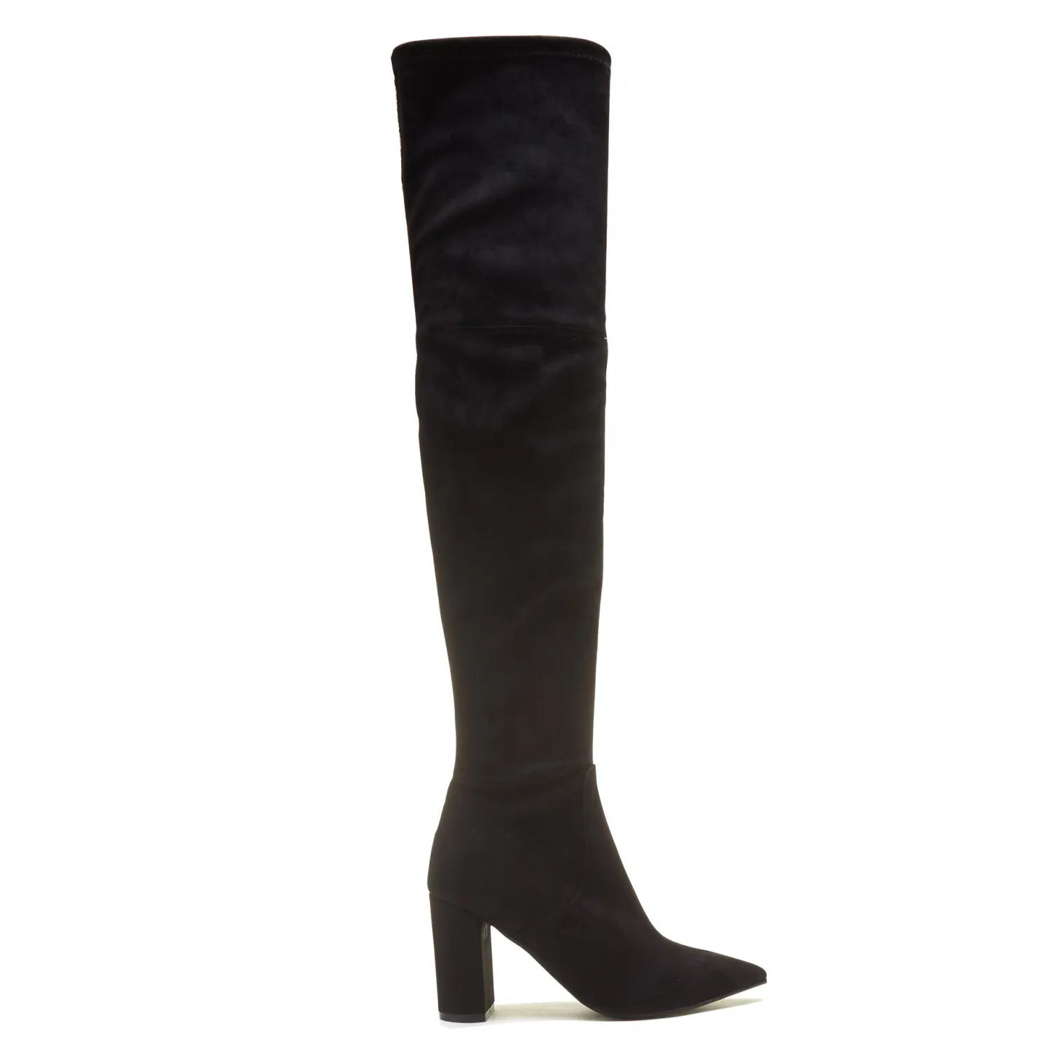 New Vendôme Fem zwarte nylonstretch suède heels Hoge Laarzen