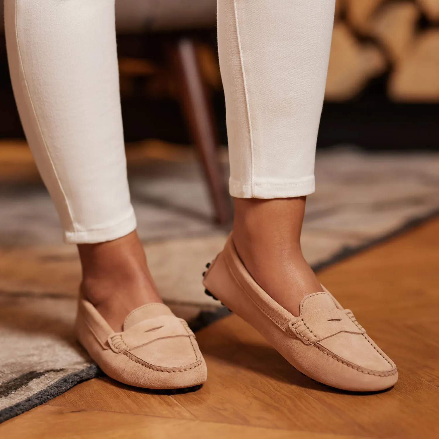 New Vendôme Marie beige suède mocassins Mocassins