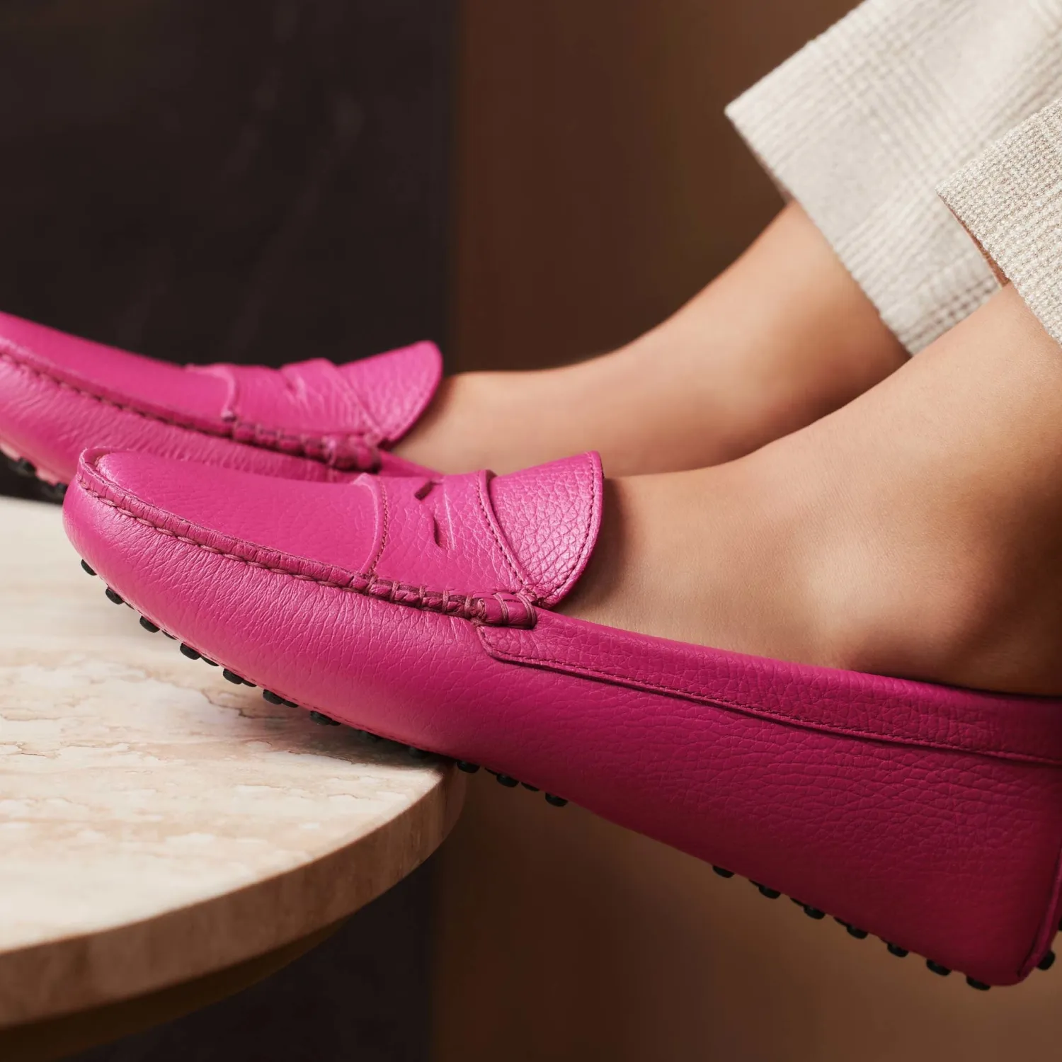 Best Vendôme Marie fuchsia leren mocassins van kalfsleer Mocassins