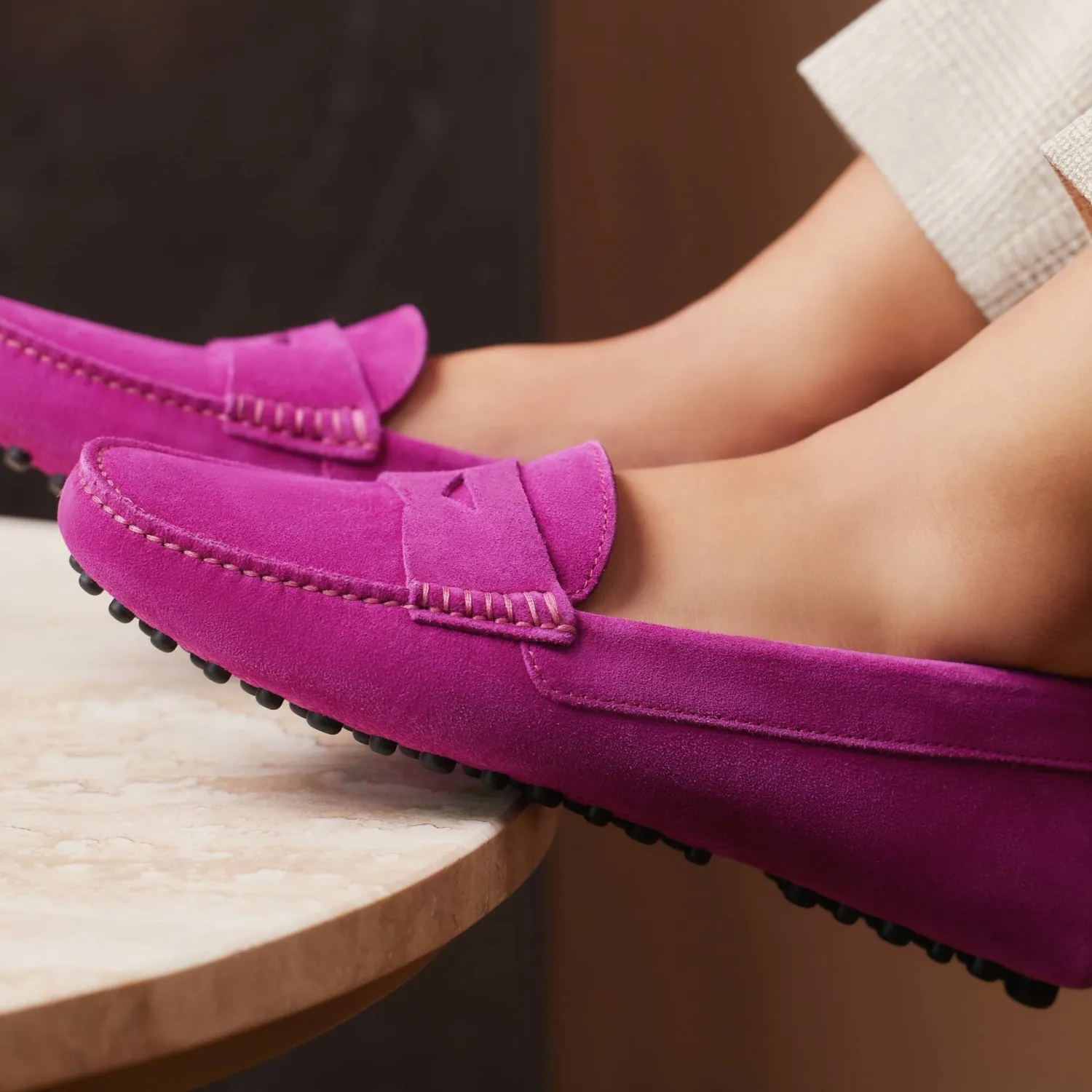 Store Vendôme Marie fuchsia suède mocassins Mocassins